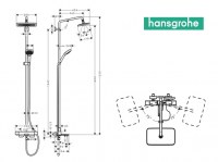 MEDIDAS COLUMNA TERMOSTATICA BAÑERA SHOWERPIPE CROMA E280 HANSGROHE